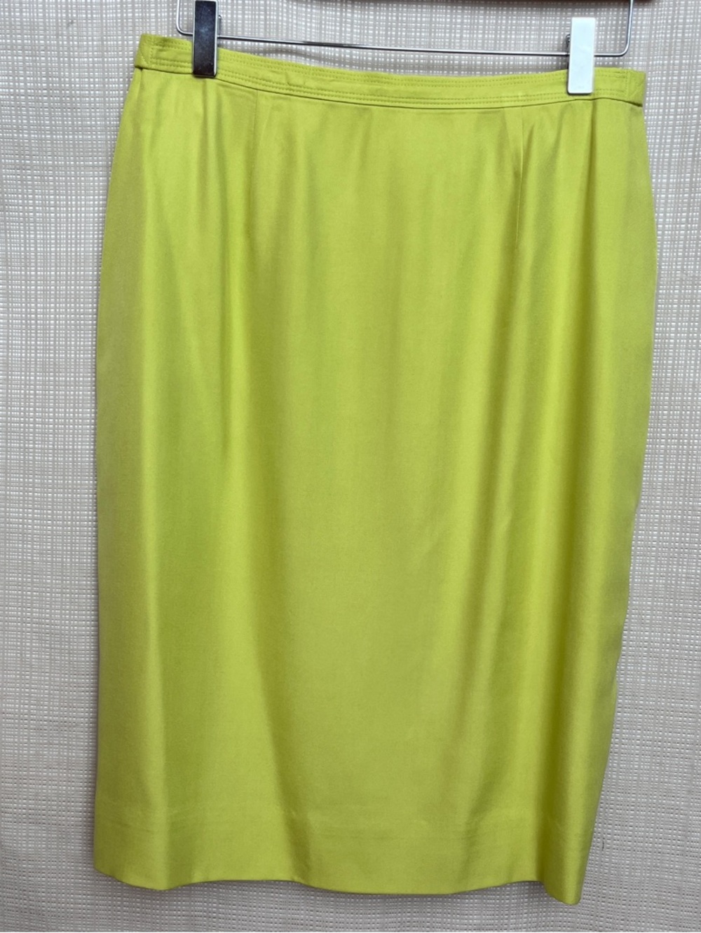 Vintage Dana Buchman Silk Midi Designer Skirt Chartreuse Dopamine Minimalist